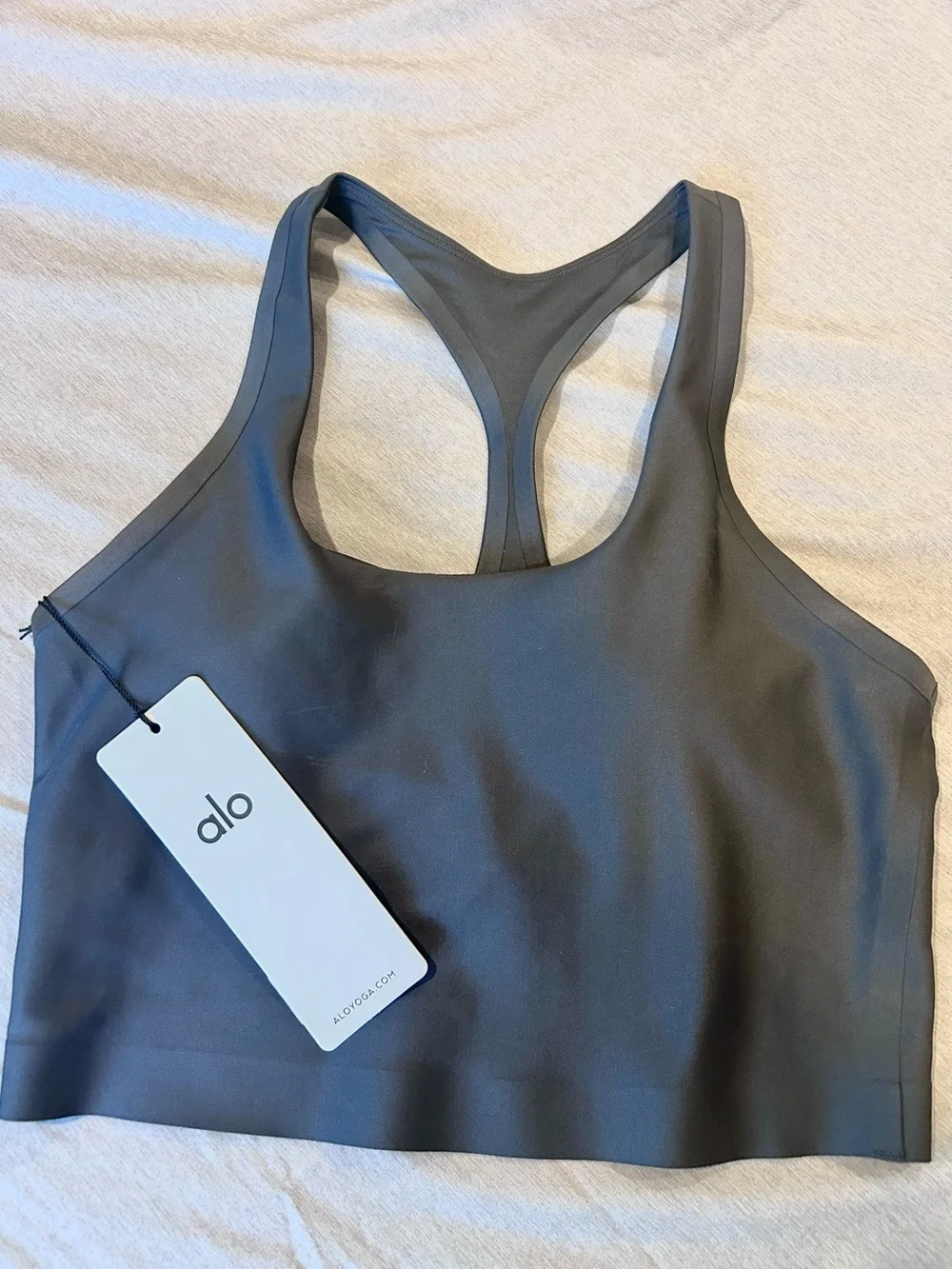 ALO Yoga Airlift Super Sleek Bra Tank in Anthracite | Brand New